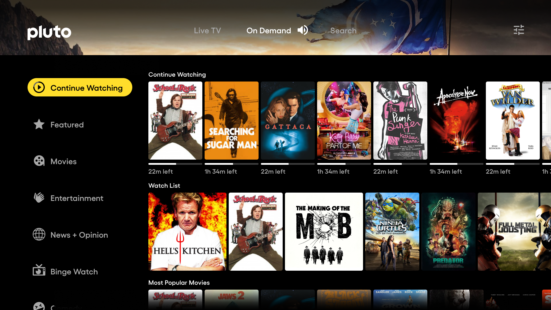 WebCTV On Demand — category browse